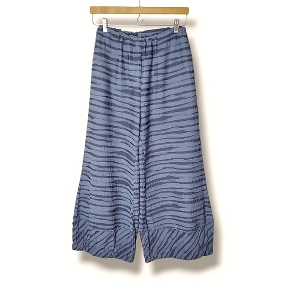 IC COLLECTION Pants - IC Collection Lagenlook Wide-Leg Pants L Layered Texture Elastic Waist Crop